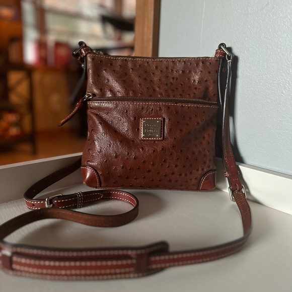 Dooney & Bourke Ostrich Crossbody Brown Leather - Picture 6 of 11